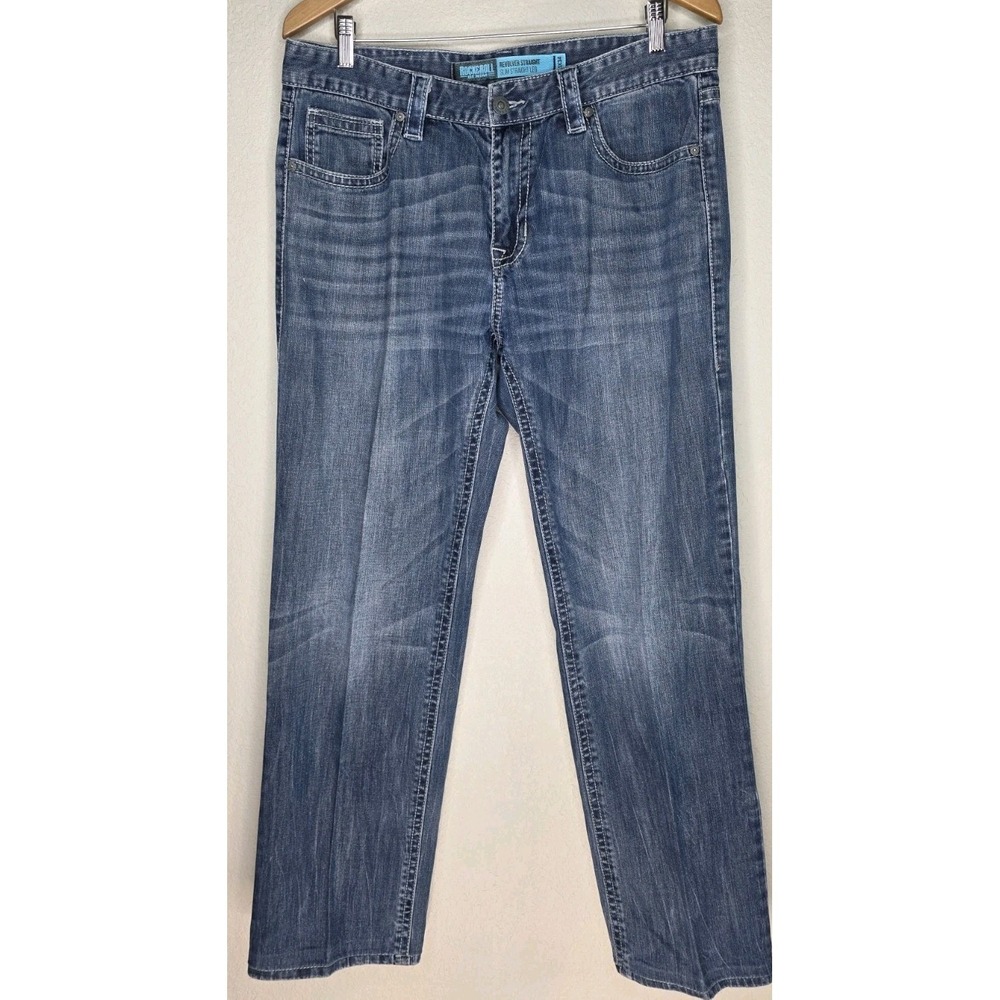 Rock & Roll Jeans Revolver Straight Slim Men 34x34 Denim Rodeo Cowboy Ranch Work